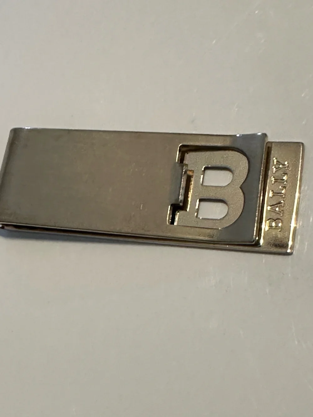 Vintage Bally Made in Italy B Logo Gold Tone Money Clip